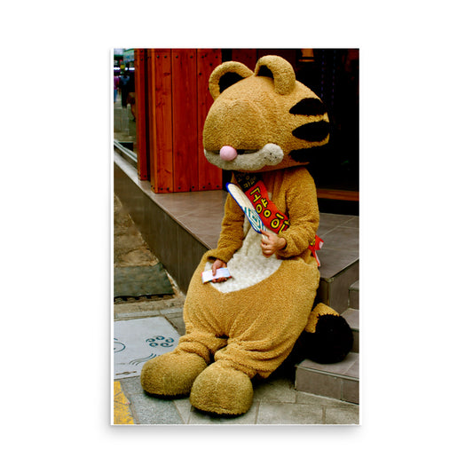 photo of a mall mascot taking a break in korea