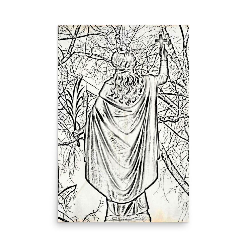 poster print art of a statue in quebec city