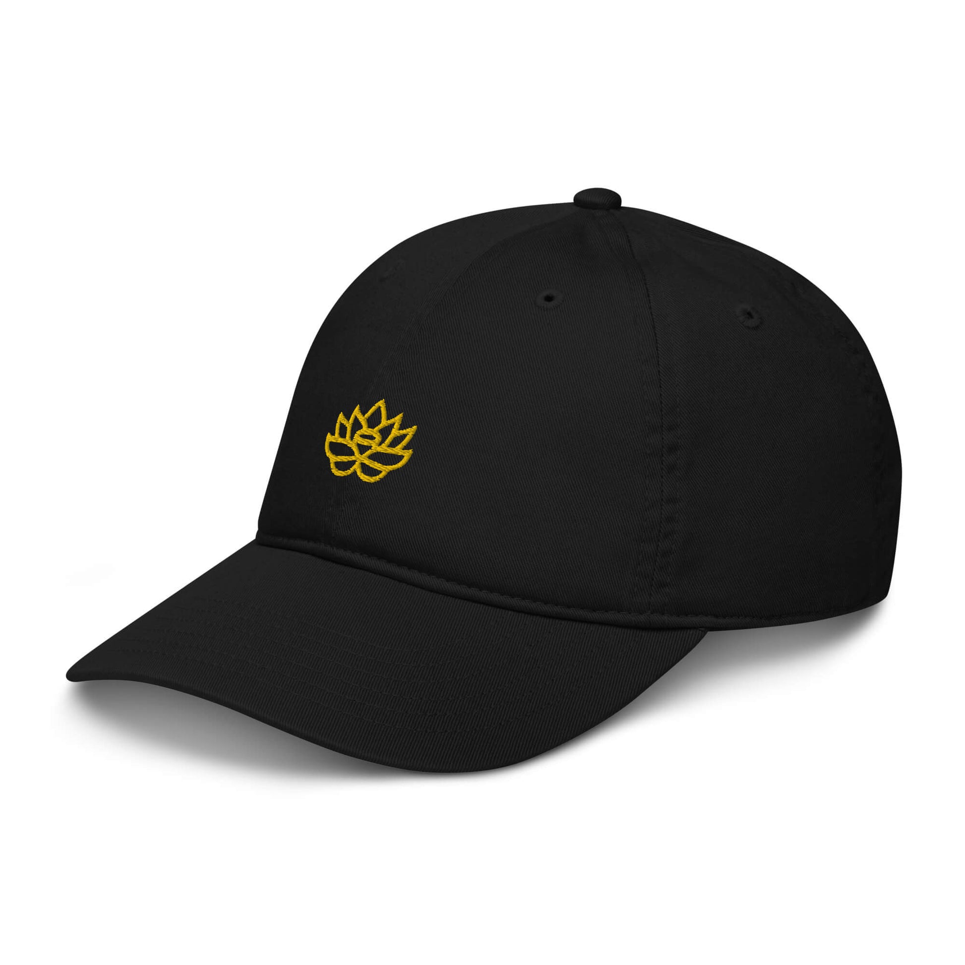 Baseball Cap Black with Yellow Lily
