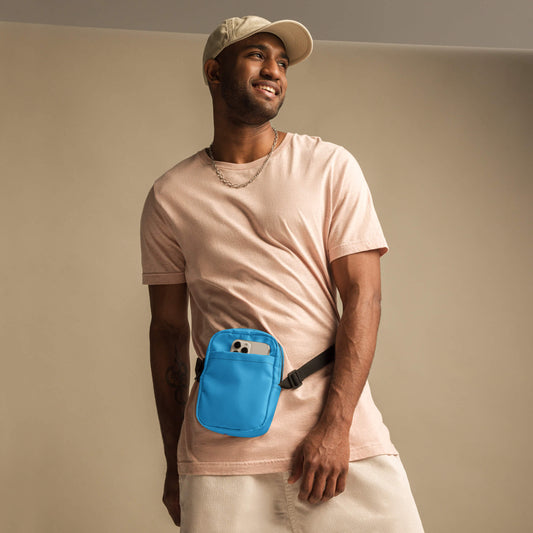 Crossbody bad deep sky blue with pink lily accessory