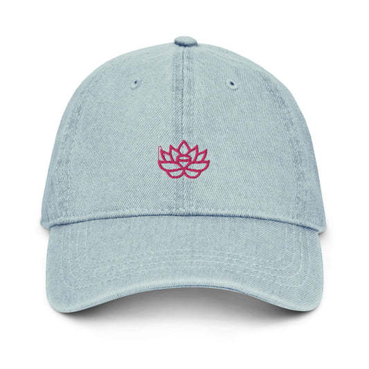 Denim Hat Light Blue Pink Lily