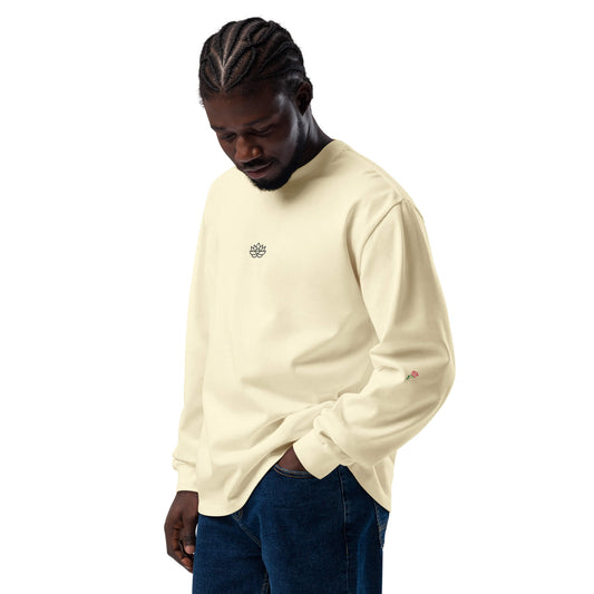 Men’s Long Sleeve Shirt - Butter with Black Lily