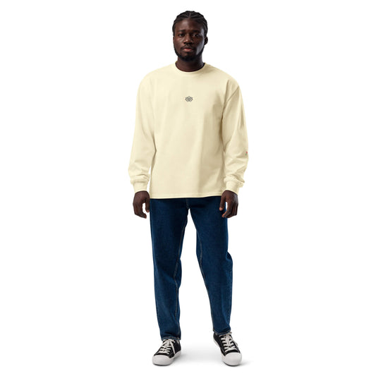 Men’s Long Sleeve Shirt - Butter with Black Lily