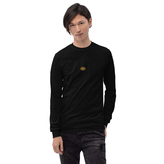 Men’s Long Sleeve Shirt Black Pink Lily