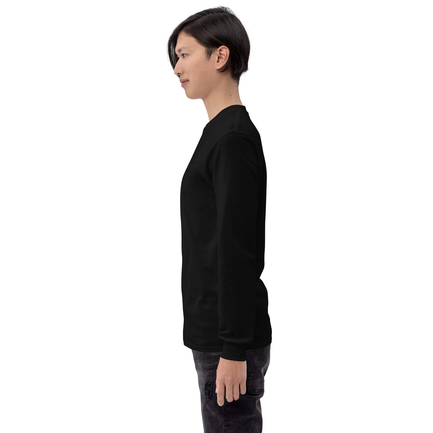 Men’s Long Sleeve Shirt Black With Pink Lily