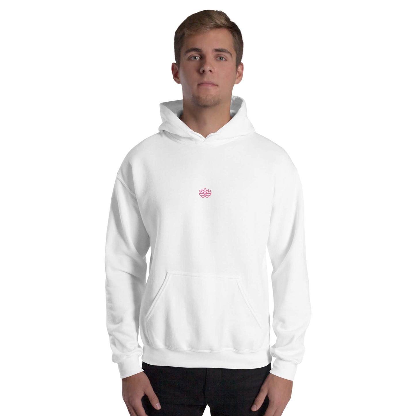 Unisex Blend Hoodie White with Pink Lily