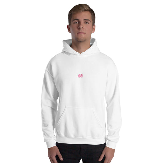 Unisex Blend Hoodie White with Pink Lily