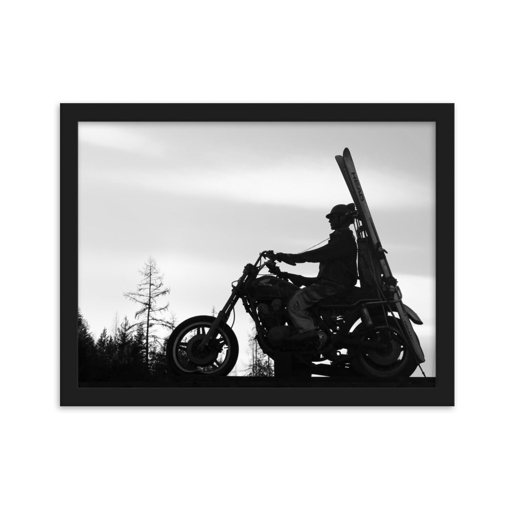 Black and White Ski Biker Poster