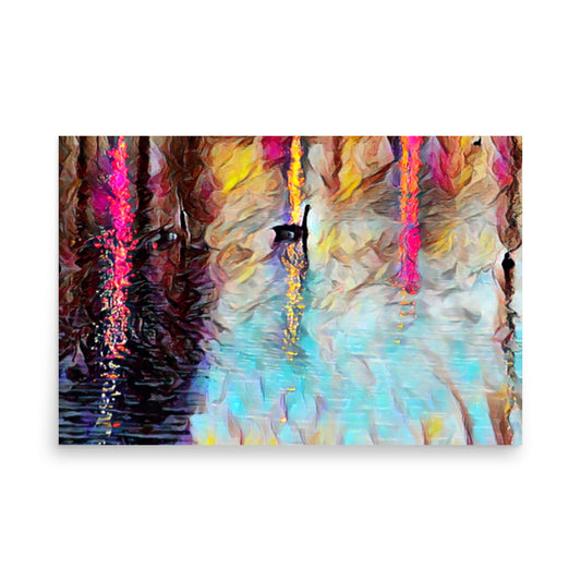 print poster oil paintin of ducks
