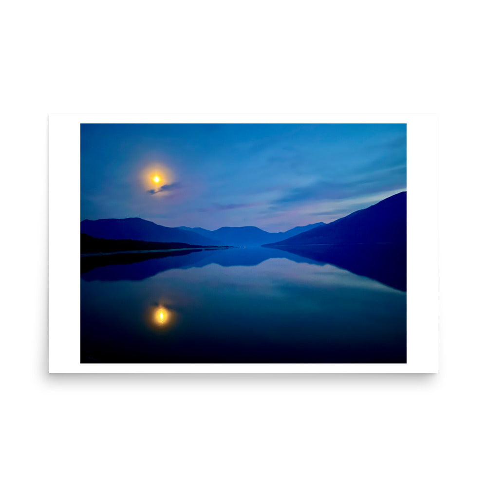 poster print of nakusp moon rise