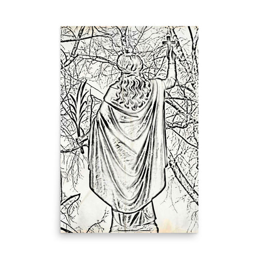 poster print art of a statue in quebec city