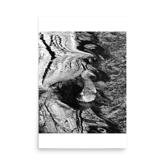 black and white print poster of water flowing patterns