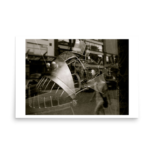 black and white sculpture print poster