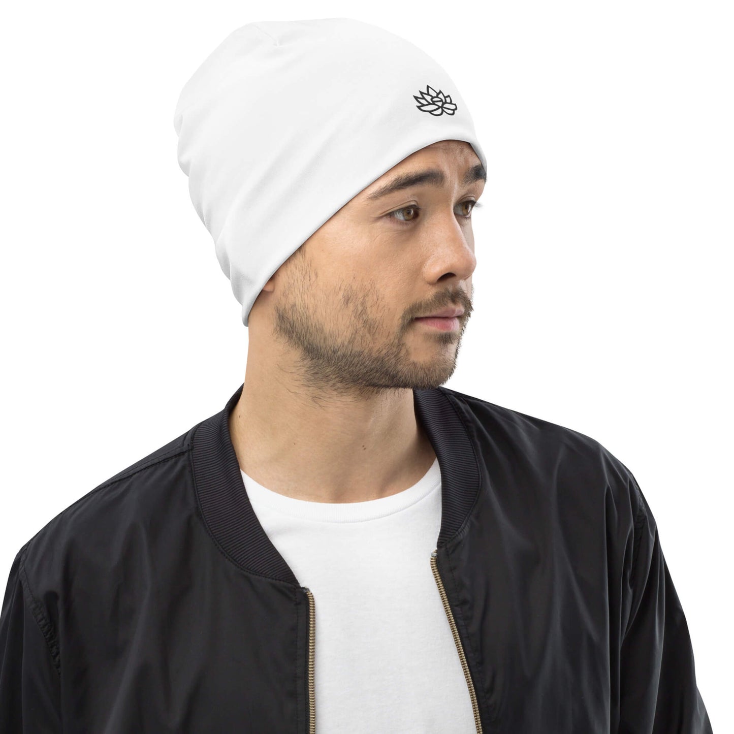 Beanie Toque White With Black Lily