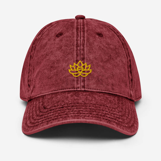 Vinatage Cap Maroon with Gold Lily