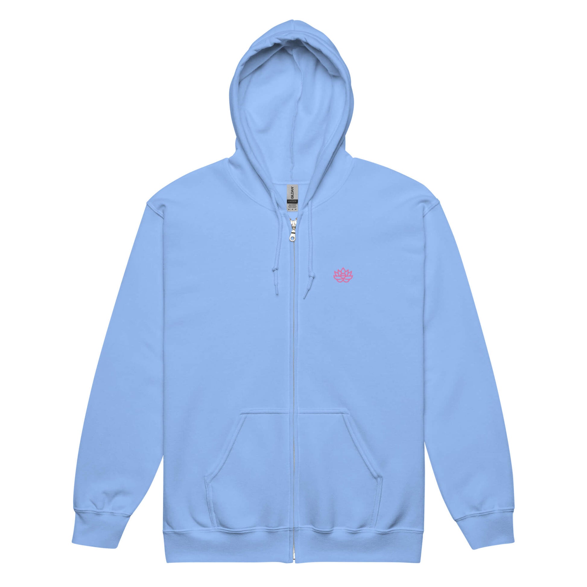 Zip Hoodie Carolina Blue with Pink Lily