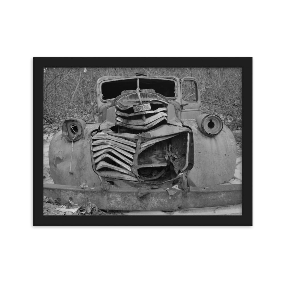 Black and white poster art Vintage Truck
